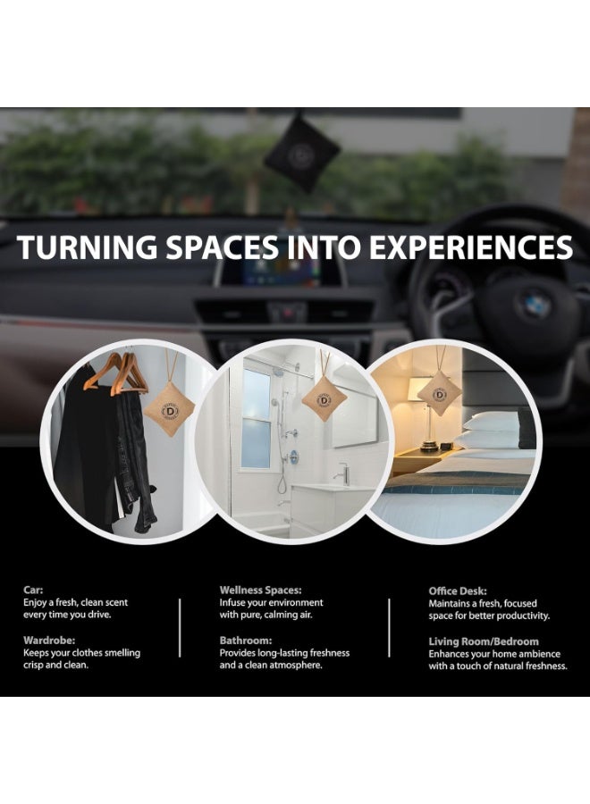 DIFFUZE Luxury Car Air Freshener Long Lasting – Natural Car Perfume & Odor Eliminator with Activated Charcoal, Lavender, Sandalwood & Camphor – Non Electric Car Air Purifier, Charcoal Odor Absorber, Premium Car Fragrance for Car (Beige) - Image 5